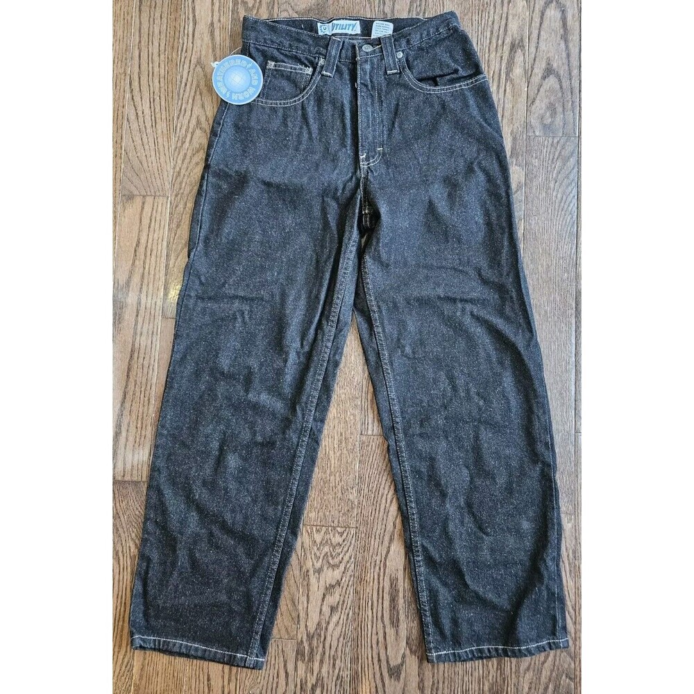 Utility Brand Jeans Men 28x30 Black Baggy Wide Leg Y2K Skater New With Tags, Nos